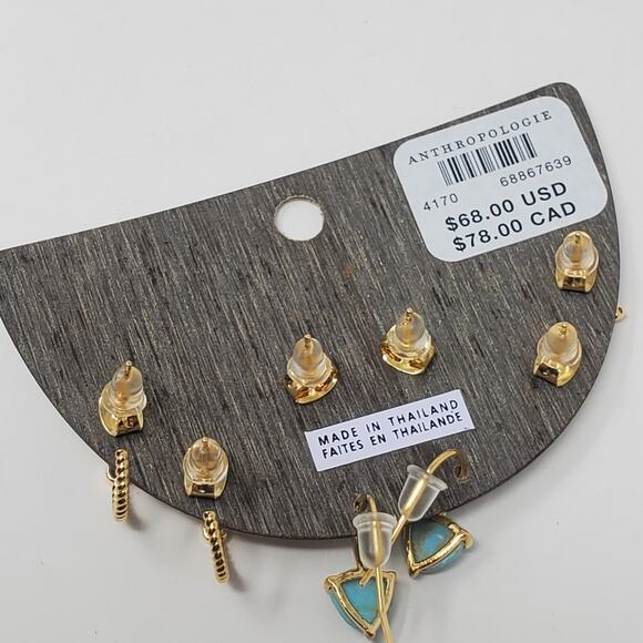 Anthropologie Set of four December birthstone turquoise earrings New with tags - Picture 7 of 8
